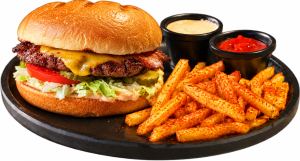 Bacon Burger with Smoked Paprika Fries