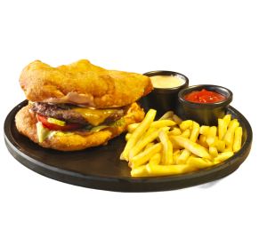 Lángos Cheeseburger + Local Fries
